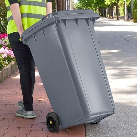 PRO&Family Wheeled Outdoor Trash Can Garbage Can Garage Trash Can for Restaurants/Hospitals/Offices/Back of House/Warehouses/Home (Blue, 64 Gallon)