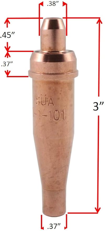 SÜA - Heavy Duty Oxy-Fuel Torch Replacement for Victor with Check Valves + Cutting & Heating Tips (Acetylene)