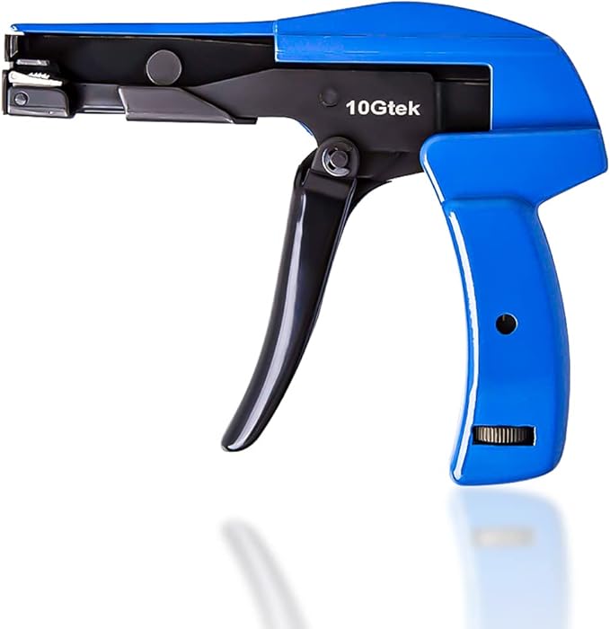 Cable Tie Gun, Fasten and Cut Zip Tie Tool with Steel Handle, for Tightening and Cutting Off Nylon Cable Tie, Plastic Zip Tie, Blue