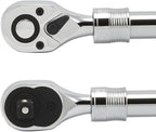 Neiko 03068A 1/2-Inch Drive Extendable Ratchet Handle | 72 Tooth Reversible Ratcheting Feature w/Soft Grip Handle | 12 to 17-1/2” Lengths, Red