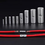50 PCS Non-Insulated Butt Connectors Kit, AWG #8 Wire Ferrules, Electrical Wire Connectors Crimp Ferrule Terminals Kit-BN8