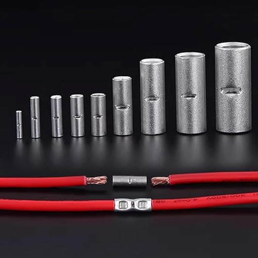 50 PCS Non-Insulated Butt Connectors Kit, AWG #8 Wire Ferrules, Electrical Wire Connectors Crimp Ferrule Terminals Kit-BN8