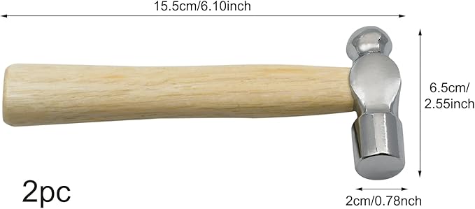 Mini Wooden Handle Round Head Hand Hammer,3 PCS Reinforced Ball Hammers,Round Head Wooden Handle,Escape Tool Hand Hammer for Prying Nails,Woodworking,Repairing,DIY