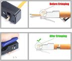 VCELINK RJ45 Crimp Tool Kit for Cat6/Cat7, All-In-One Network Crimper with RJ45 Cat6a/Cat7 Pass-Thru Connectors, Network Cable Tester, Wire Stripper, rj45/rj12/rj11 DIY Repair Set