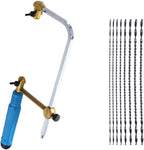 Professional Coping Saw w/ 8 Spiral Blades - for Metal & Woodworking - Fast Precision Cutting for Wood, Plastic, Jewelry Crafting,Mini Wire Saw for DIY Crafting (11" x 4.7")