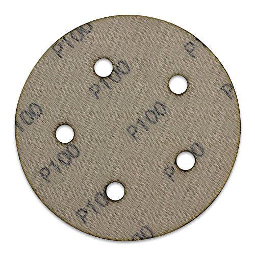BHA 5" Inch 5 Hole Hook and Loop Sanding Discs for Orbital DA Sanders - 100 Pack (150 Grit)