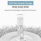 Wire Brush for Drill, 3pcs 4 Inch Wire Wheel Brush Cup Set, 0.012 Inch Coarse Carbon Steel Crimped Wire Wheel Brush with 1/4-Inch Hex Shank for Rust Removal, Clean Paint ,Corrosion