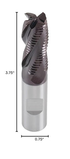 Accusize Industrial Tools 3/4'' Fine Tooth M42 8% Cobalt Tialn Roughing End Mill, 3/4'' Shk Dia, 1-5/8'' Flute Length, 3-3/4'' Oal, 4 Flute, 1104-0034