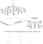 Clothes Drying Racks Foldable Clip Hangers Drip Hanger Plastic with 20 Drying Clips (Light Grey-Rectangle)