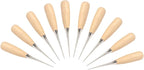 WUTA 10 Packs Leather Craft Awl Tools Leather Hole Punch Tool Sewing Punching Hole Maker Stitching Over Stitch Wood Handle for DIY Handmade Christmas Gift