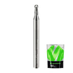 Carbide Ball Nose End Mill 2 Flute 4mm SHK. 2.5mm Cutting Dia. 3D Carving, High-Speed and Deep Cutting, AlCrN Coated, Apply for Alloy Steel, Stainless Steel and Various Cast Iron.