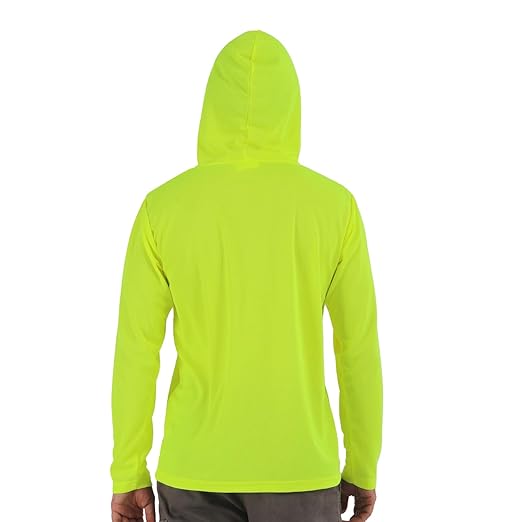 Breathable Work Long Sleeve Sun Shirt Hoodie, Sun Protection Shirts Quick Dry Hooded, Mens Construction Shirts with Hood Lightweight Yellow 4XL
