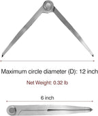 Alloy Leather Divider, Professional Navigation Divider Compass Geometry Tool, Metal Leather Work Scribe Tool Woodworking Drafting Carpenter Compass for Geometry