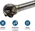 Benchmark Abrasives Ball Shape Premium Tungsten Carbide Burr with 1/4 Inch Shank Aluminum Cut Rotary Tool, Engraving Tool for Non-Metals Shaping Carving (SD-5NF)