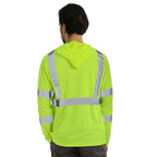 sesafety Safety Long Sleeve Construction Shirts for Men, Class 3 High Visibility Safety Shirt Work, Hi Vis Reflective Shirts with Hoodie Breathable Yellow 2XL