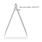 Spring Joint Caliper - [12 Inch] Carbon Steel Spring Divider Caliper with Brass Fulcrum for Metalworking Drawing Use, Flat Leg