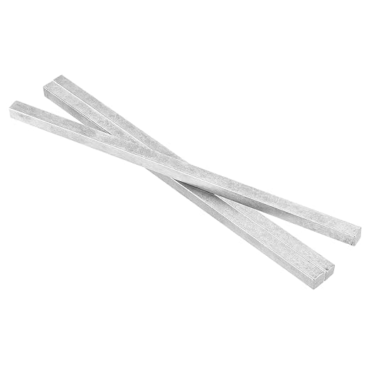 uxcell 3 Pcs Square Steel Key Stock, 7/16" x 7/16" x 12" Cold-Drawn 45# Steel Bars Precision Key Stock for Gearbox Coupling, Silver Tone