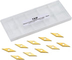 TASP Titanium Coated Carbide Cutter Inserts for Wood Turning Tools,10x30mm,Pack of 10,Diamond