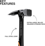 Klein Tools H80922SM Milled Face Framing Hammer with Straight Claw, 22-Ounce Forged Steel, Magnetic Nail Starter and Extra-Large Squared Strike Face