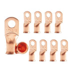 1/0 AWG 5/16" Stud (10 pcs.), Heavy Duty Battery Ring Terminal, 0 Gauge Connectors, Copper Wire Lugs, Copper Ring Terminals, Battery Cable Ends, Bare Copper Eyelets, Tubular Ring Terminal Connectors