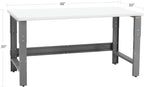 Table & Workbench: 1" Thick Laminate Top, Height Adjustable Bench - 30" D x 48" L x 30" - 36" H - by BenchPro