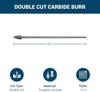 Benchmark Abrasives 6” Tree Shape Radius Double Cut Tungsten Carbide Die Grinder Bits Metal Deburring Tool Rotary Burr, 1/4 Inch Shaft, Engraving Tool for Woodworking Shaping Carving (SF-3)