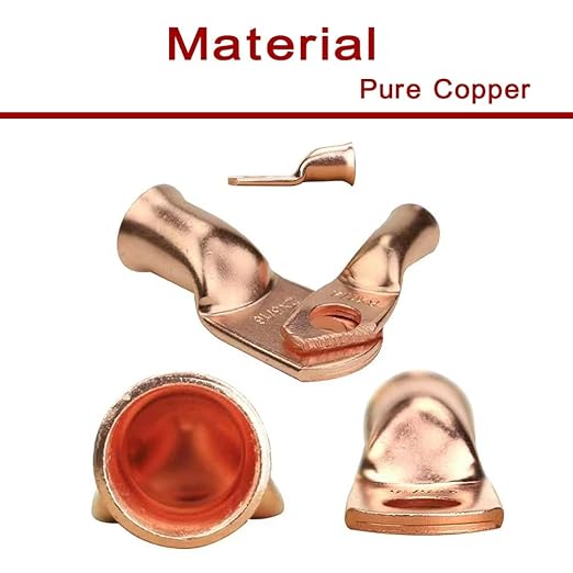 6 AWG 3/8" Stud (16 pcs.) Heavy Duty Copper Wire Lugs with Heat Shrink Tubing, Ring Terminals, Battery Cable Ends, Eyelets, Tubular Ring Connectors