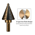 Step Drill Bits, 5PCS HSS Titanium Step Drill Bit Set,50 Sizes High Speed Steel Step Bits for with Aluminum Case