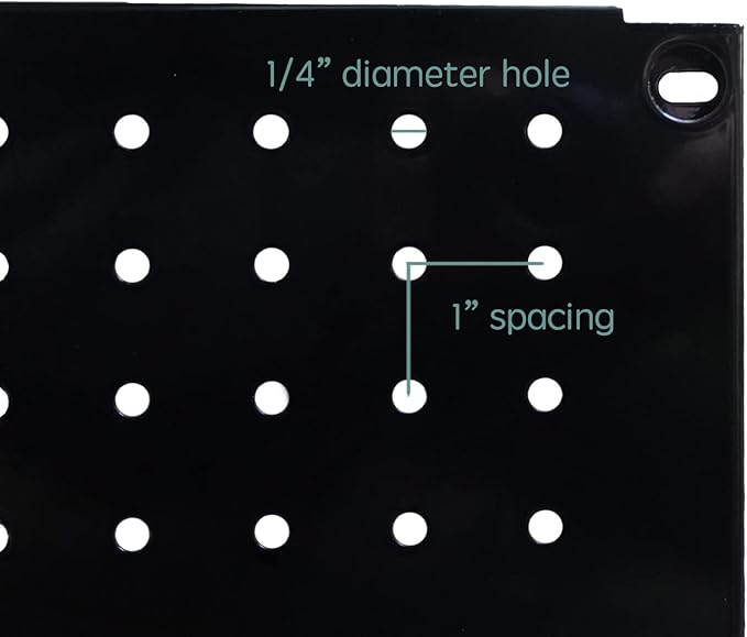 Metal Pegboard 12-Inch Tall x 16-Inch Wide Heavy Duty Wall Organizer for Home Garage Tool Storage 4pcs Black