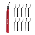 Deburring Tool with 11 Carbon Steel Blades, Rotary Burr Removal Blades with Metal Handle, 360 Degree Rotary Head Deburring Tool for Metal, Copper Pipe, 3D Printing, Resin, PVC