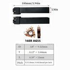 Lather Threading Tool Bit Set External Internal Threading Boring Bars Turning Tool Holders with 11IR AG60 16ER 16IR AG60 Carbide Threading Inserts (2pcs 5/8 Holders + 16ER IR AG55)