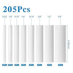 XHF 205 PCS Length 3.5" White 3:1 Waterproof Automotive Electrical Heat Shrink Tubing Assortment Kit Large Size Marine Grade Adhesive Lined Tube, Insulation Sealing