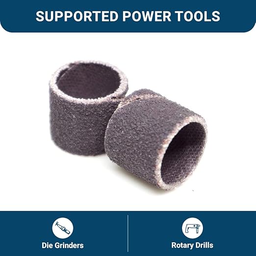 Benchmark Abrasives 1/2" x 1/2" Aluminum Oxide Sanding Bands, Spiral Bands Rotary Sander Attachment for Drill & Die Grinder, Metal Polishing, Sanders for Woodworking Sander Tool (10 Pack), 150 Grit