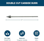 Benchmark Abrasives 6” Pointed Cone Shape Double Cut Tungsten Carbide Die Grinder Bits Metal Deburring Tool Rotary Burr, 1/4 Inch Shaft, Engraving Tool for Woodworking Shaping Carving (SM-5)