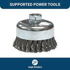 Benchmark Abrasives 4" Knot Wire Cup Brush for Narrow Holes Derusting Paint Removal Deburring Ferrous Metals Concrete, Wire End Brush for Angle Pneumatic Grinder - Carbon Steel (Pack of 2)