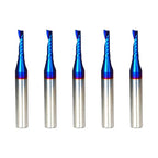 O Single Flute Upcut Spiral End Mill CNC Router Bit with NACO Coating for Plastic Cutting with Mirror Finish (5, 1/8 D x 1/2 CH x 1/4 SHK x 2L)