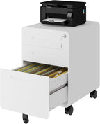 Rolling File Cabinet with Lock, 3 Drawer Metal Mobile Filing Cabinet Office Under Desk for Legal/Letter Size, Fully Assembled Except Casters