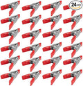 Wideskall® 2" inch Mini Metal Spring Clamps w/Red Rubber Tips Clips (Pack of 24)