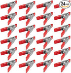 Wideskall® 2" inch Mini Metal Spring Clamps w/Red Rubber Tips Clips (Pack of 24)