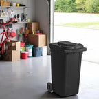 PRO&Family Wheeled Outdoor Trash Can Garbage Can Garage Trash Can for Restaurants/Hospitals/Offices/Back of House/Warehouses/Home (Black, 50 Gallon)