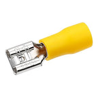 200 Pcs Yellow Female Quick disconnects Vinyl Insulated Spade Wire Connectors, Electrical Crimp Terminal 12-10 AWG (6.3mm)