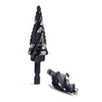 Four Spiral Flute M35 Cobalt Step Drill Bit Set 1/8"-7/8"(3pcs),Impact Ready Four Flute Step Drill Bit, 1/4" Hex Shank Step Bits for Drilling Metal, Stainless Steel, Aluminum, Wood, Plastic