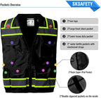 SKSAFETY 12 Pockets Professional level Safety Vest, Class 2 High Visibility Vest, ANSI/ISEA