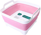 2.4 Gal(9L) Collapsible Dish Basin with Drain Plug,Space Saving Multiuse Foldable Sink Tub,Dishpan,Kitchen Sink for Camping,Plastic Tub,Vegetable Washing,RV…