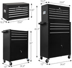 Tool Chest 13-Drawer with Double Door Handle,2 in 1 Detachable Rolling Tool Chests with Wheels and Drawers,Large Tool Box with Lock (Black)
