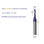 O Single Flute Upcut Spiral End Mill CNC Router Bit with NACO Coating for Plastic Cutting with Mirror Finish (1, 1/8 D x 1/2 CH x 1/4 SHK x 2L) UT188