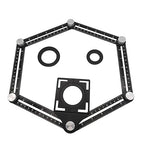 Angzhili 1 Pack Multi Angle Measuring Ruler,Aluminum Alloy Multi-Function Angle Ruler,6 Section Ceramic Tile Opening Locator, Angle Measurement Tool,Band Hole Locator