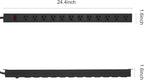 Metal Wall Mount Power Strip, Mountable Power Outlet with 12 AC Outlets, Aluminum Alloy Mount Power Socket with Switch, 6 FT SJT 3/C 14AWG Power Cord, 15A 125V 1875W (12AC) Black
