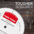 TWIN-TOWN 10-Inch 80-Tooth ATB Fine Finish Wood Cutting Circular Saw Blade, 5/8 Inch Arbor, Compatible with Table and Miter Saws, Premium Quality Woodworking Saw Blade