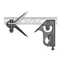 Starrett Steel Combination Square with Square Head and Center Head - 6" Blade Length, Forged and Hardened Steel Heads, Reversible Lock Bolt, Scriber, 4R Graduation Type - C33HC-6-4R
